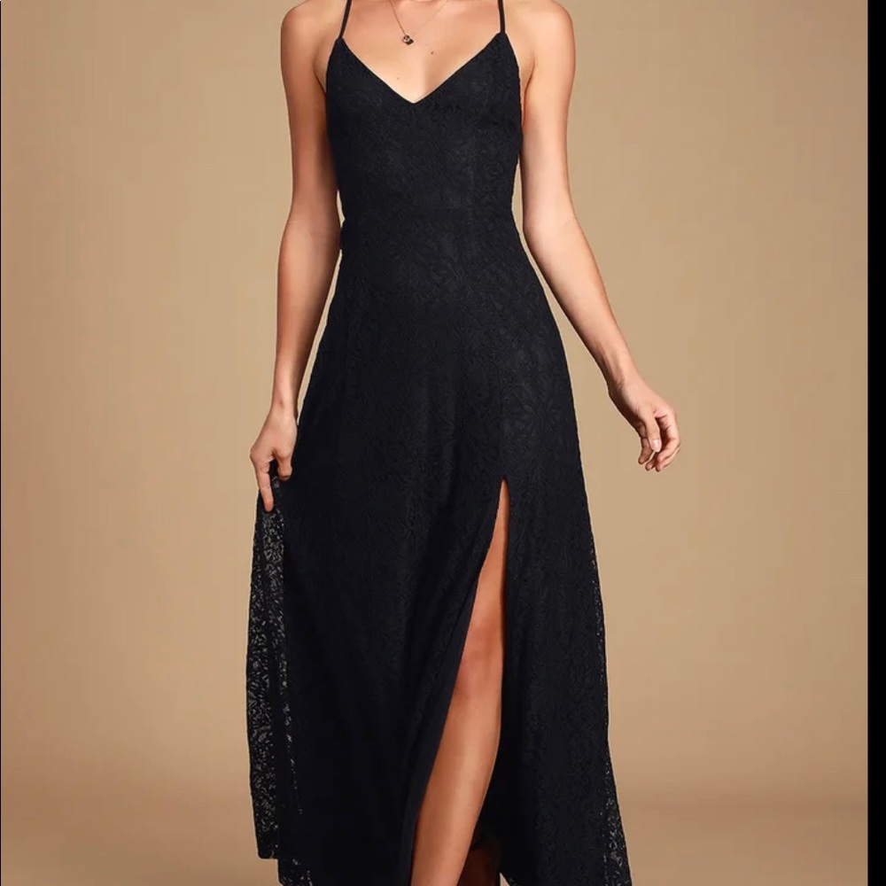 Lulus black maxi, perfect for a wedding!